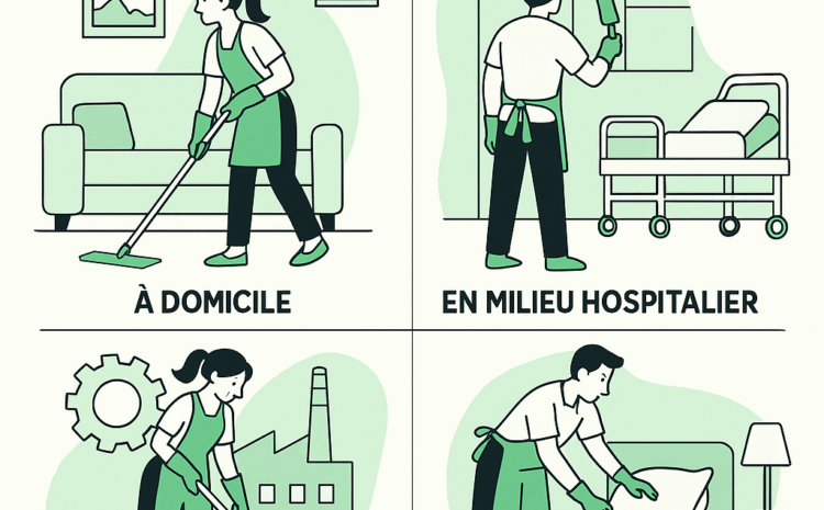  Nettoyage dans 4 domaines : à domicile, en milieu hospitalier, dans l’industrie et l’hôtellerie